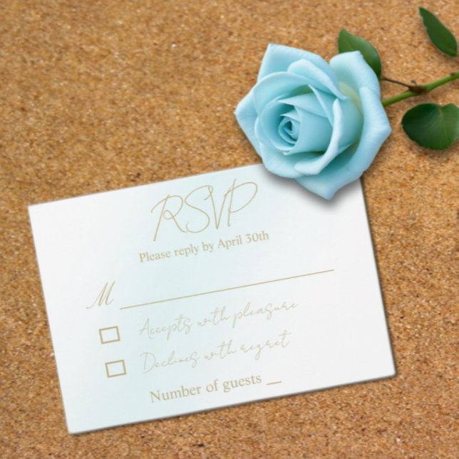 Blue Watercolor Wave Wedding RSVP Card (Creator Uploaded)