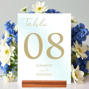 Blue Watercolor Wave Wedding Table Number