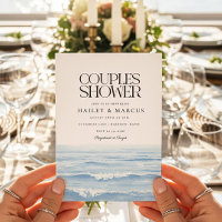 Blue Watercolor Waves Couples Bridal Shower