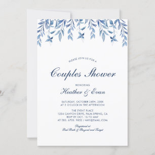 Blue Watercolor Wedding Couples Shower Invitation