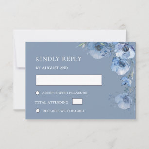 Blue Watercolor Wedding RSVP Card