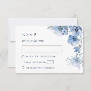 Blue Watercolor Wedding RSVP Card