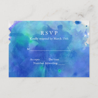Blue Watercolor Wedding RSVP Card