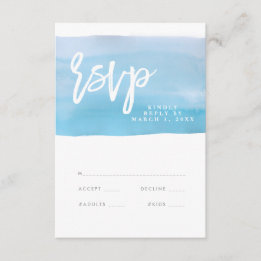 Blue Watercolor wedding rsvp card, reply card