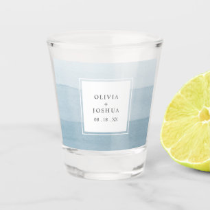 Blue Watercolor Wedding Shot Glass