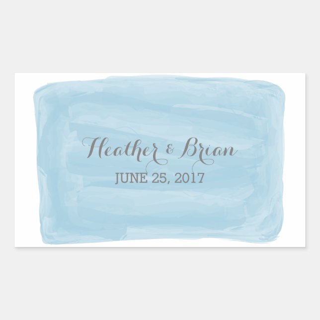 Blue Watercolor Wedding Stickers (Front)
