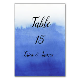Blue Watercolor Wedding Table Number 