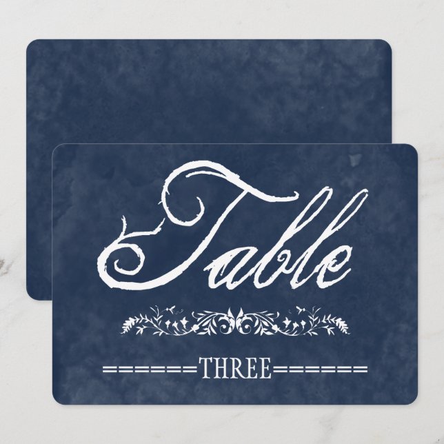 Blue Watercolor Wedding Table Numbers (Front/Back)