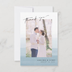 Blue Watercolor Wedding Thank You Card