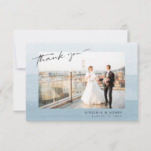 Blue Watercolor Wedding Thank You Card