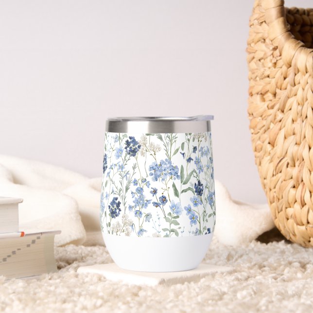 Blue Watercolor Wildflower (Living Room)