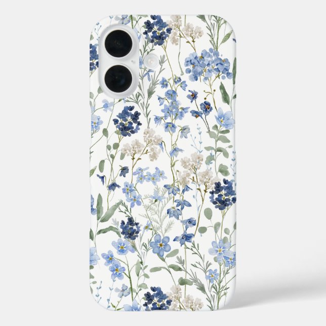 Blue Watercolor Wildflower Case-Mate iPhone Case (Back)