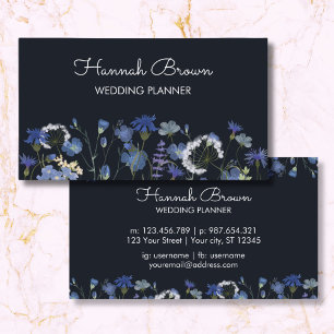 Blue Watercolor Wildflower Garden Business Card