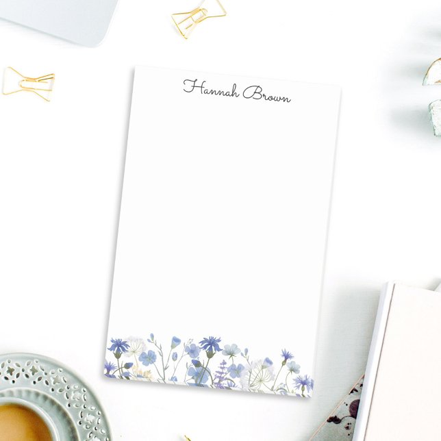 Blue Watercolor Wildflower Garden  Post-it Notes (In situ Office desk)