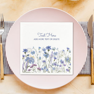 Blue Watercolor Wildflower Meadow Napkin
