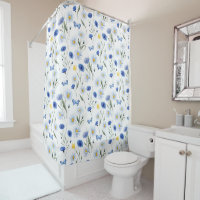 Blue Watercolor Wildflower Meadow Pattern