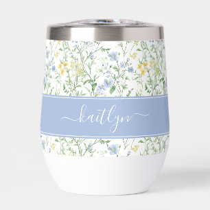 Blue Watercolor Wildflower Monogram
