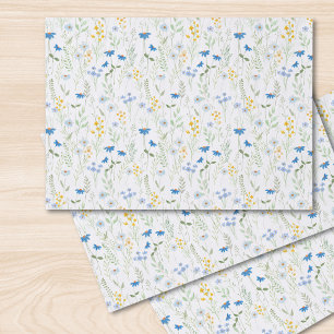 Blue Watercolor Wildflower Tissue Paper