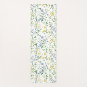 Blue Watercolor Wildflower Yoga Mat