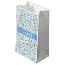 Blue watercolor wildflowers custom name