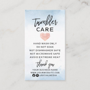 Blue Watercolor with Heart Tumbler Care Business Card