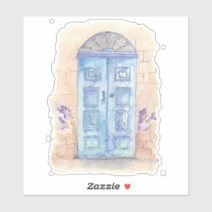 Blue watercolour art door