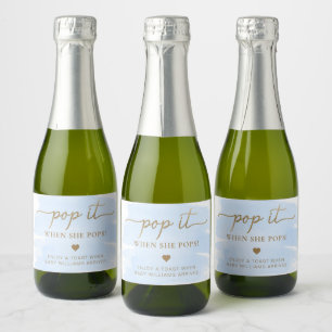 Blue Watercolour Baby Shower Favour Sparkling Wine Label