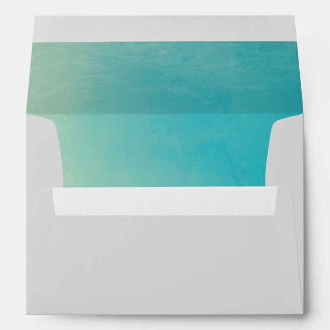 Blue Watercolour Beach Wedding Pre addressed Envelope (Back (Bottom))