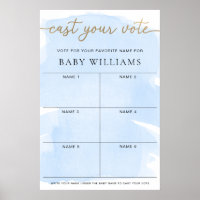 Blue Watercolour Cast Your Vote Baby Name Voting