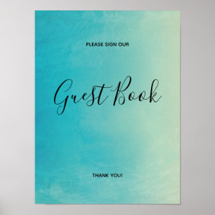 Blue Watercolour Guest Book Sign Poster