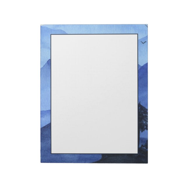 Blue Watercolour Mountains Notepad (Rotated)