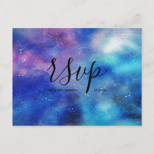 Blue Watercolour Sky Wedding Rsvp Invitation Postcard