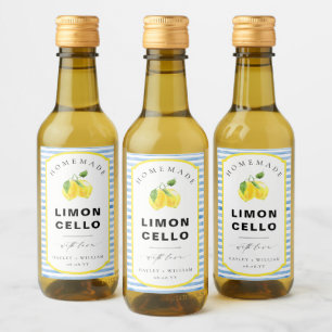 Blue Watercolour Stripe Limoncello Favour Wine Label