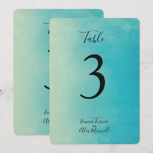 Blue Watercolour Table number cards