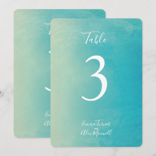Blue Watercolour Table number cards