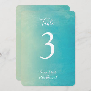 Blue Watercolour   Table number cards