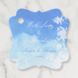 Blue Watercolour Wedding Favour Tags
