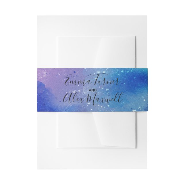 Blue Watercolour | Wedding Invitation Belly Band (Front Example)