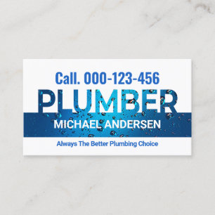 Blue Waterdrops Plumber Signage Business Card