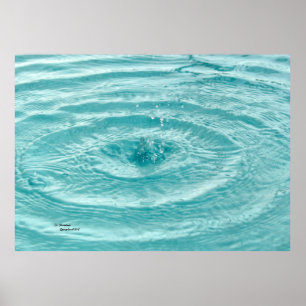 Blue waterdrops waves Poster