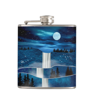 Blue Waterfall Hip Flask