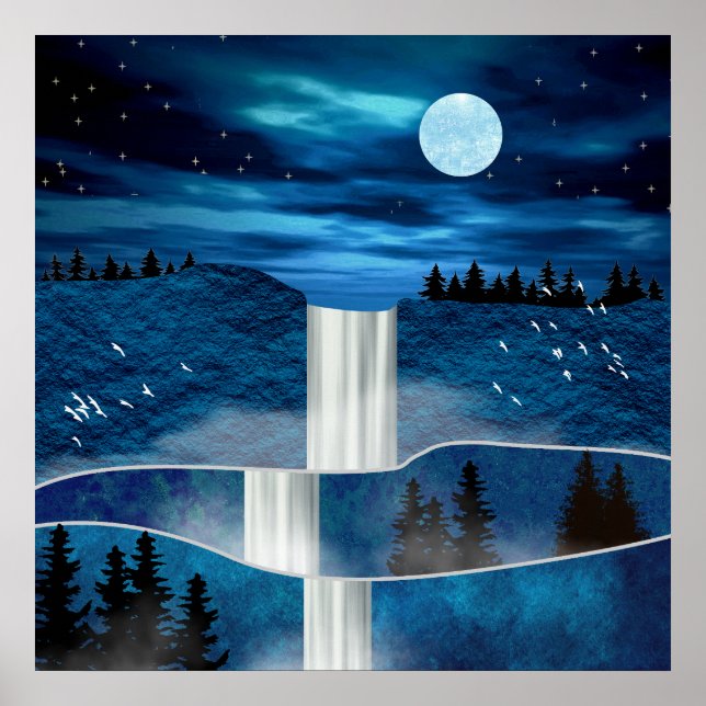 Blue Waterfall Poster (Front)