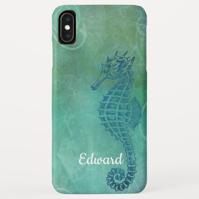 Blue Waters, Seahorse and Flourish Case-Mate iPhone Case (Back)