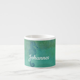 Blue Waters, Seahorse and Flourish Espresso Cup
