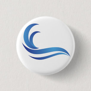 Blue Wave 1" 3 Cm Round Badge
