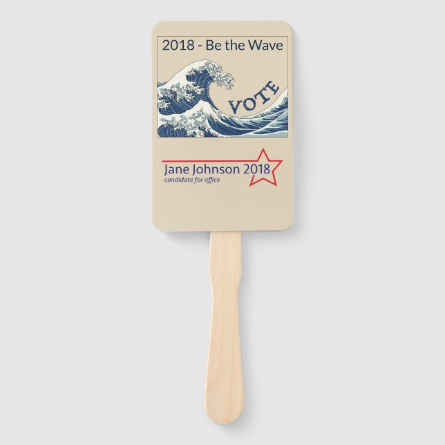 Blue Wave 2024 - customisable campaign hand fan (Front)