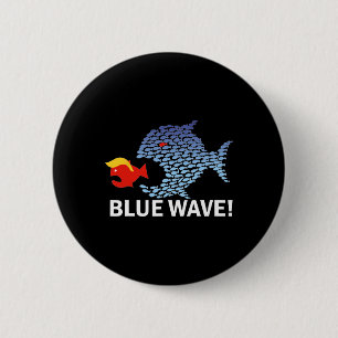 Blue Wave 2024 Funny Big Fish Eat Little Fish Trum 6 Cm Round Badge