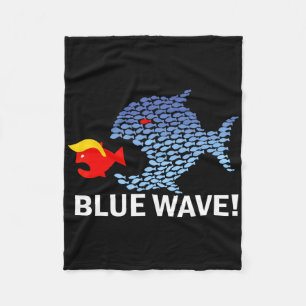 Blue Wave 2024 Funny Big Fish Eat Little Fish Trum Fleece Blanket