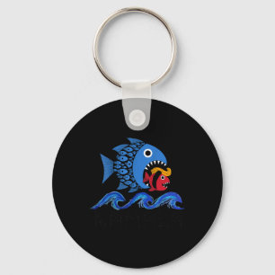 Blue Wave 2024 Funny Big Fish Eat Little Fish Trum Key Ring