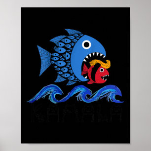 Blue Wave 2024 Funny Big Fish Eat Little Fish Trum Poster